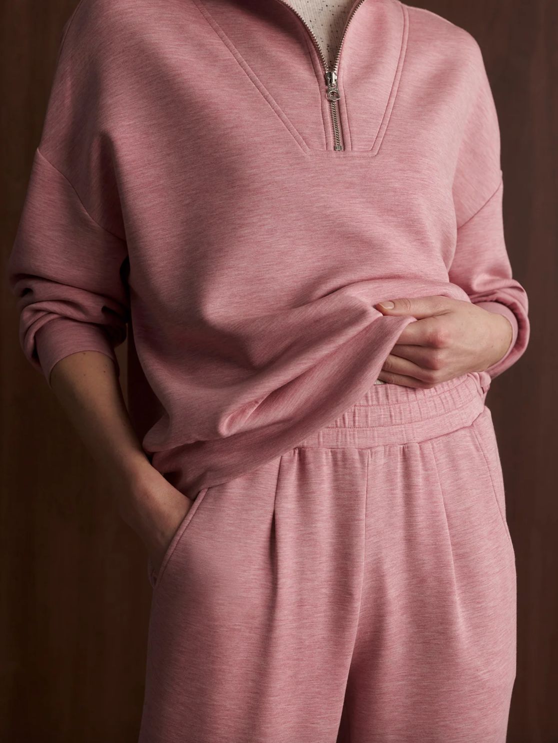 Varley Hawley Half Zip in Rose Marl