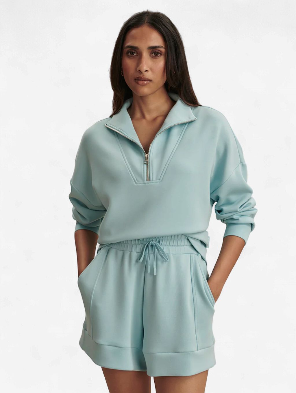 Varley Hawley Half Zip Sweat in Porcelain