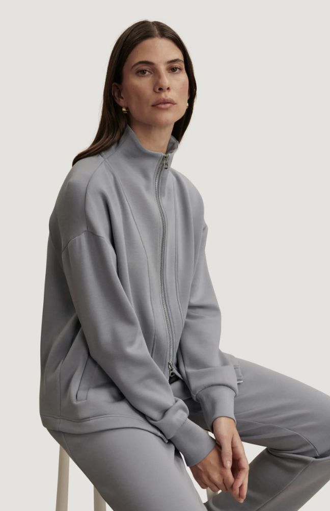 Varley Arlene Zip Through Sweat in Wind Blue