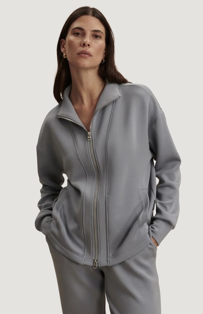 Varley Arlene Zip Through Sweat in Wind Blue