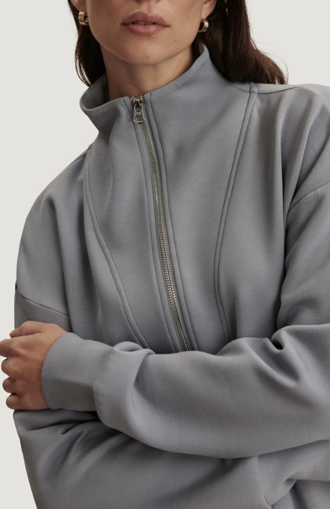 Varley Arlene Zip Through Sweat in Wind Blue