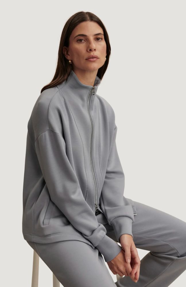 Varley Arlene Zip Through Sweat in Wind Blue