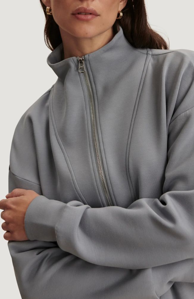 Varley Arlene Zip Through Sweat in Wind Blue