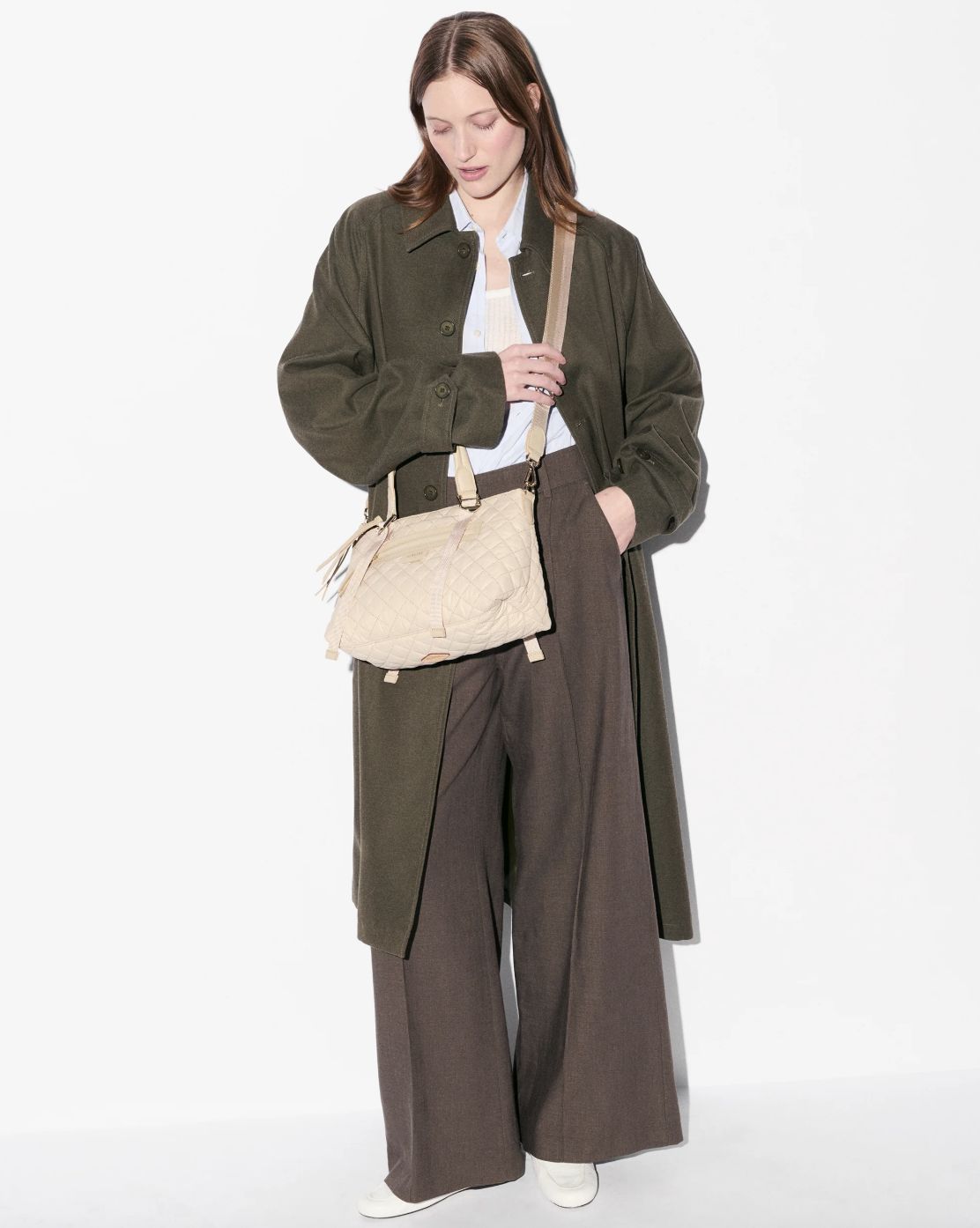 MZ Wallace Small Park Satchel in Buff