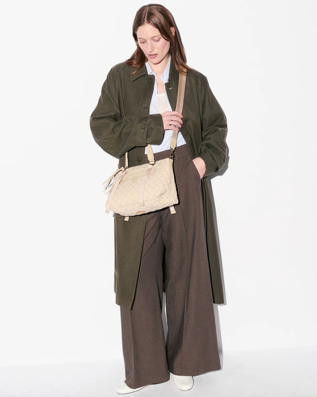MZ Wallace Small Park Satchel in Buff