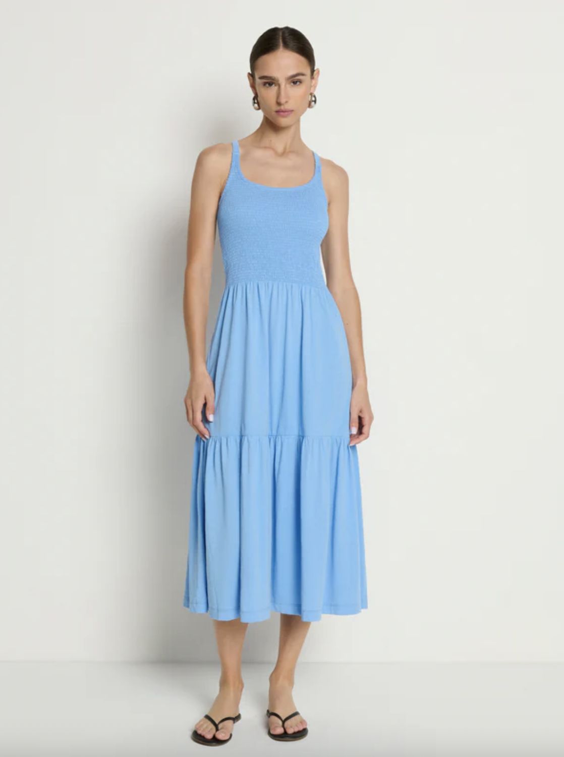 Nation Penelope Smocked Midi Dress in Laguna