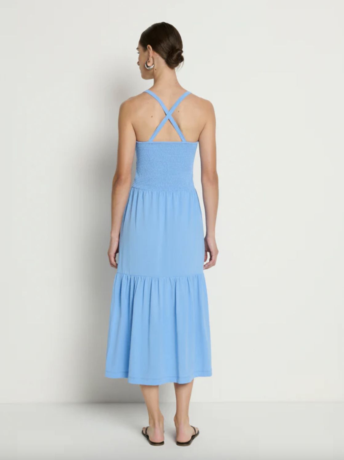 Nation Penelope Smocked Midi Dress in Laguna