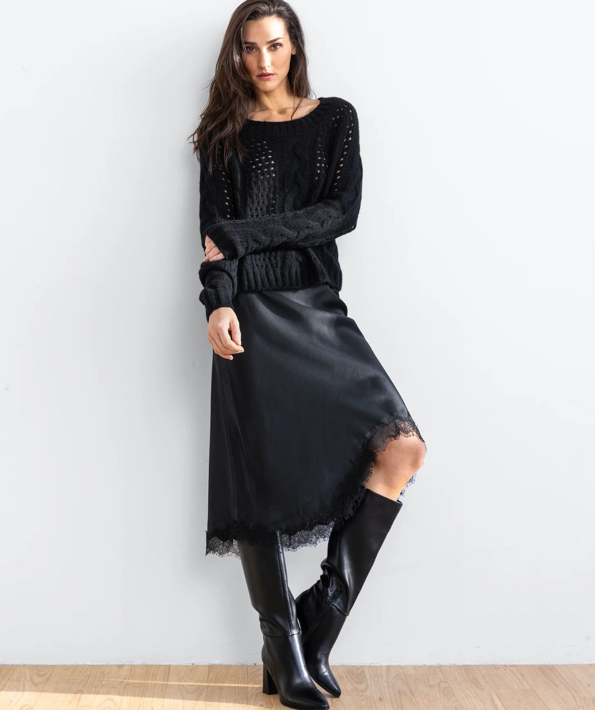 Go Silk Go Open Air Sweater in Black