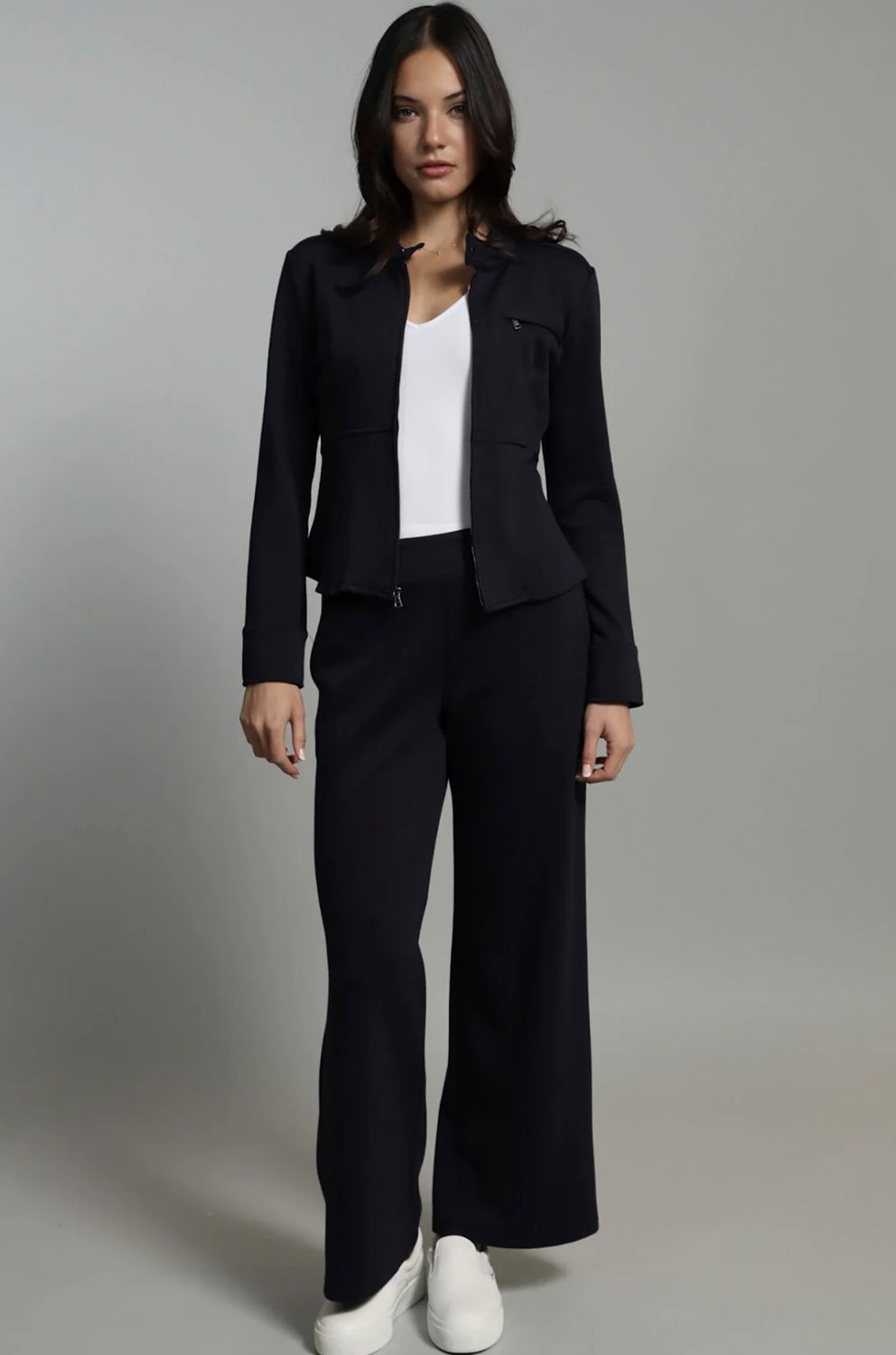 Lola &amp; Sophie Scuba Zip Jacket in Navy