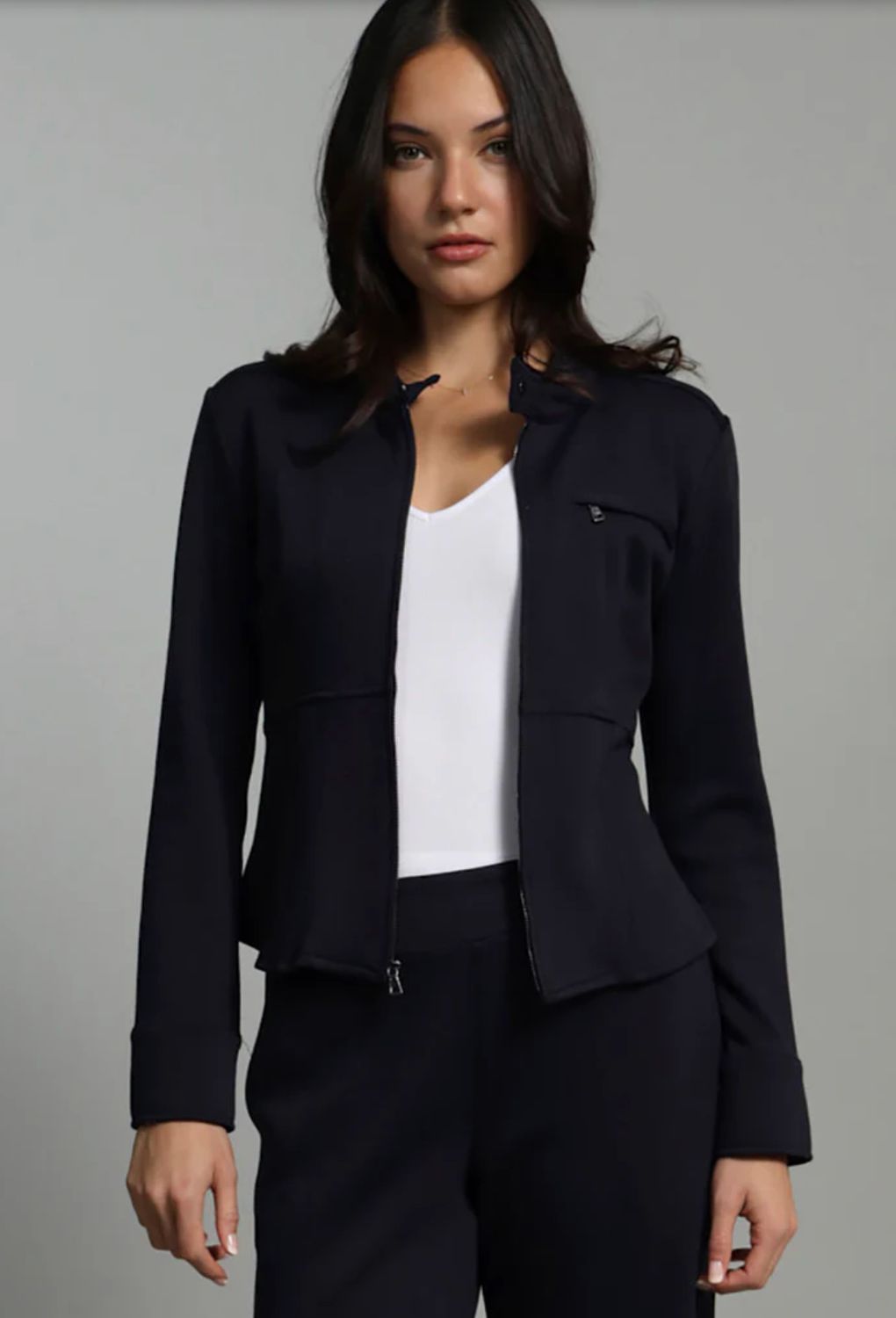 Lola &amp; Sophie Scuba Zip Jacket in Navy