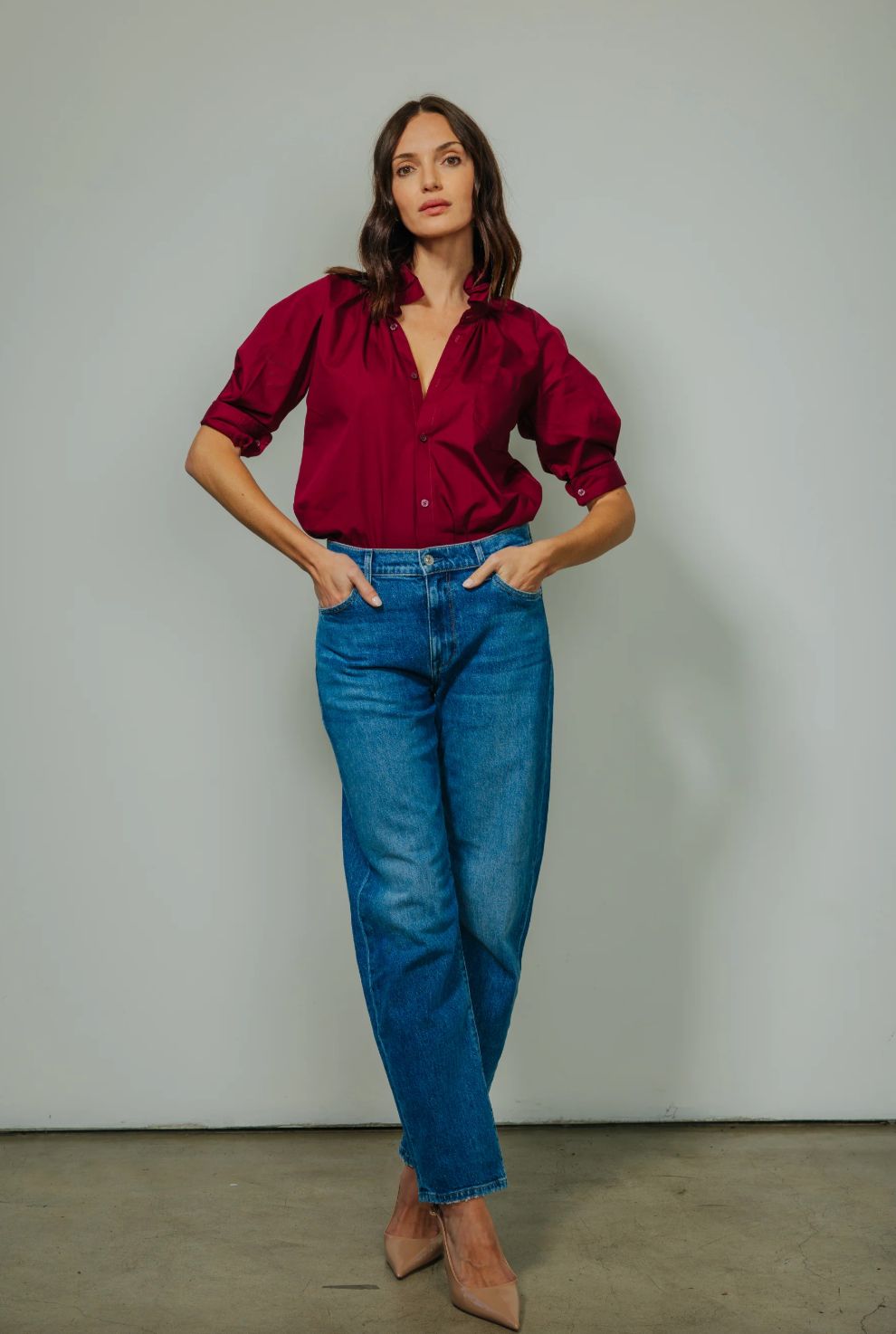 KMJ Southern Lover Blouse, Color: Burgundy, Size: XS