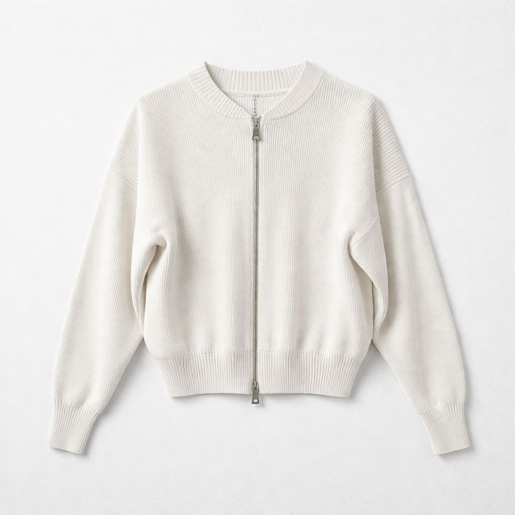 Liviana Conti Double Zip Cardigan, Color: White, Size: XS