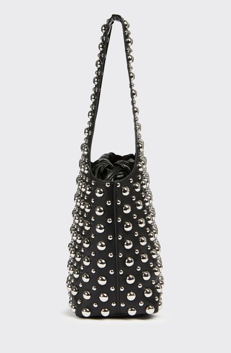 Liviana Conti Debbie Studded Bucket Bag in  Black