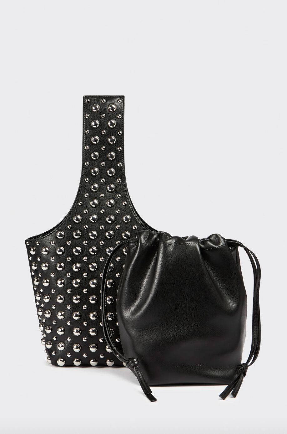 Liviana Conti Debbie Studded Bucket Bag in Black