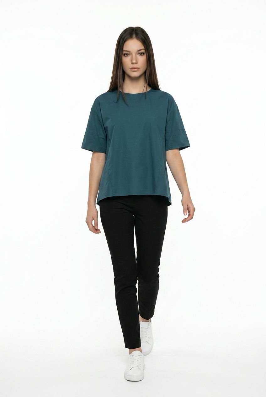 Liviana Conti Short Sleeve Blouse in Eucalipto
