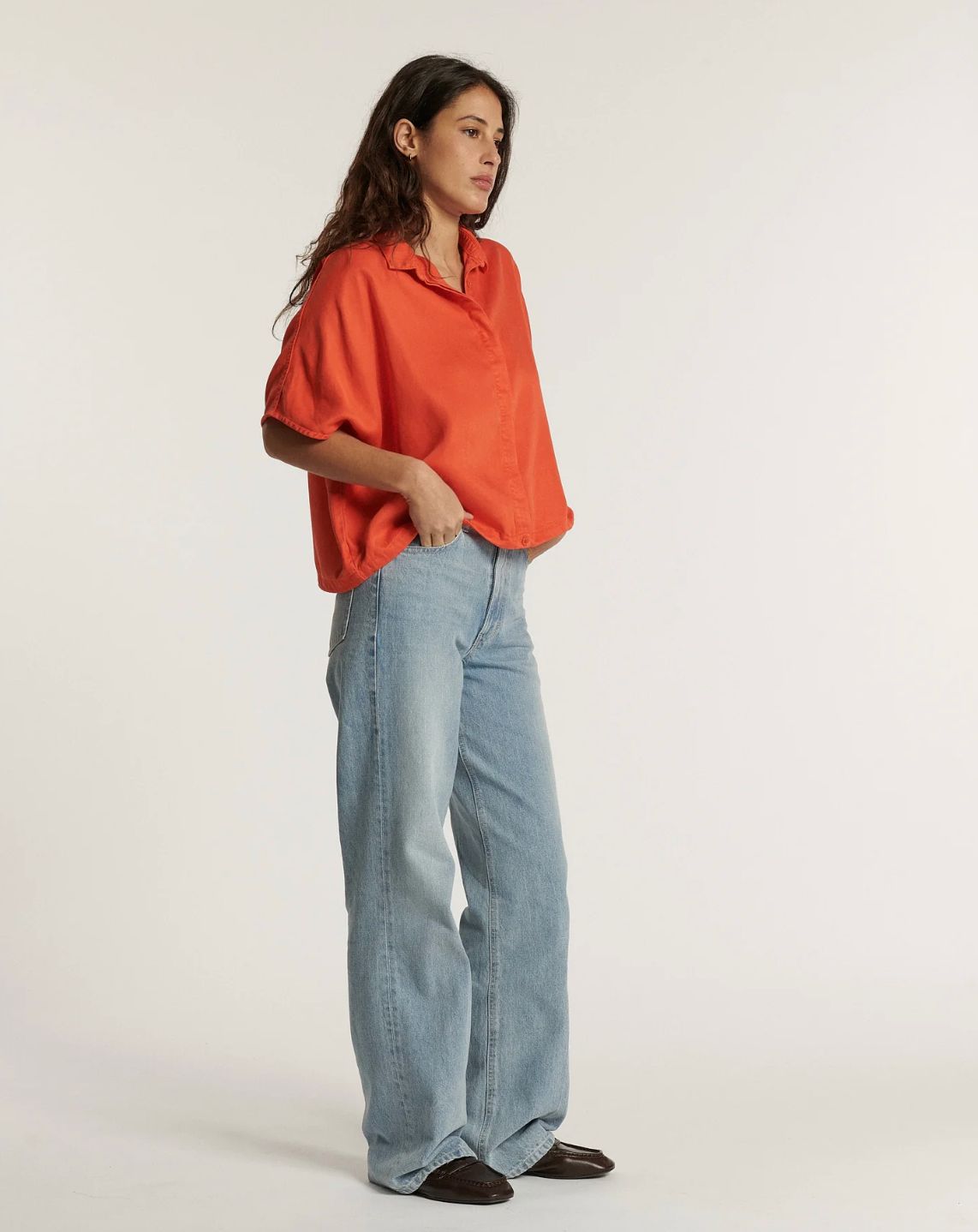 Labdip Deva Tencel Top in Tangerine