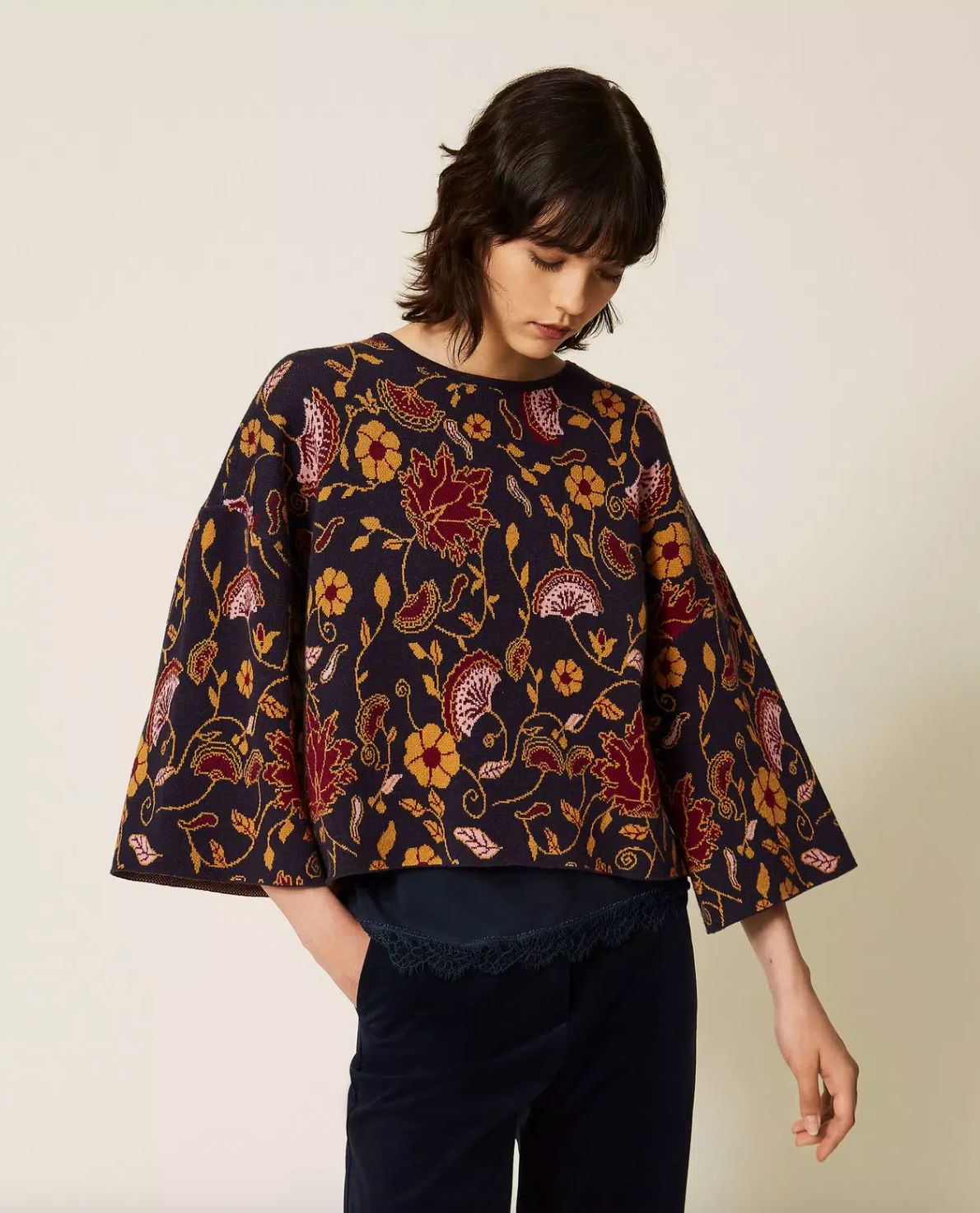 Actitude Jacquard Floral Sweater
