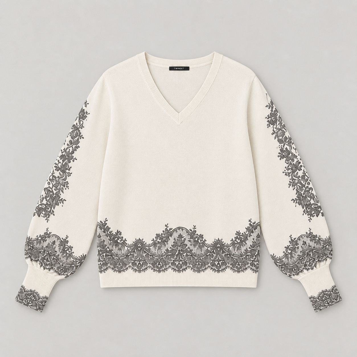 Twinset Photo Lace VNeck Sweater