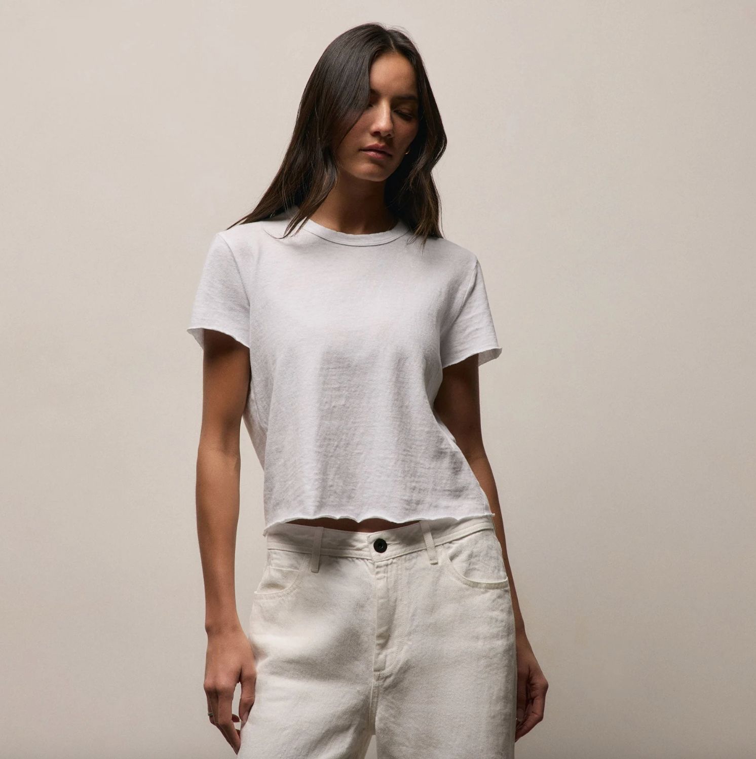James Perse Slub Jersey Shrunken Tee, Color: White, Size: 0