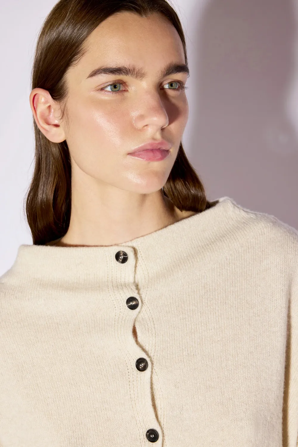 Liviana Conti Funnel Neck Cardigan Beige Melange