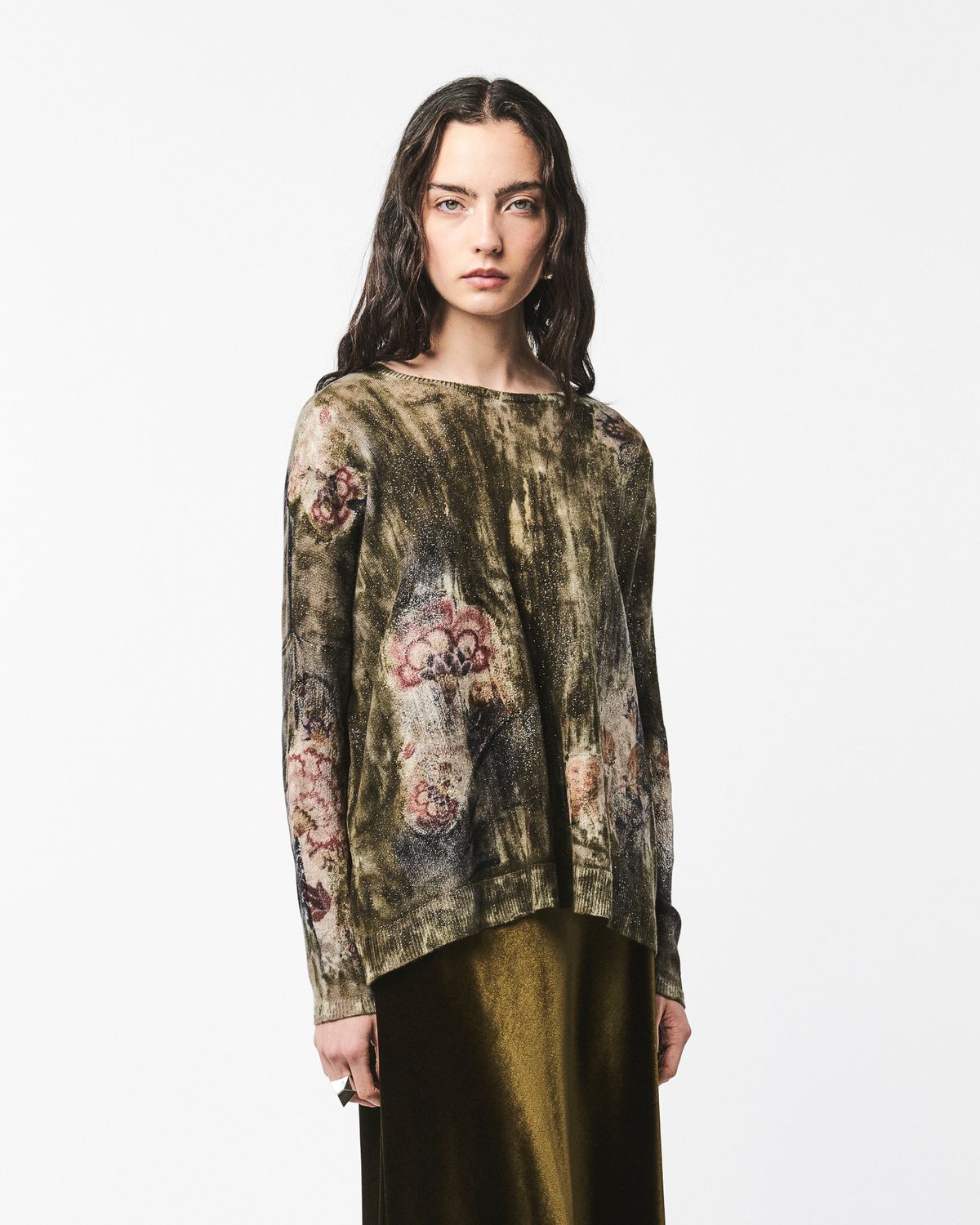 Avant Toi Laminated Cashmere Boatneck Sweater In Moss