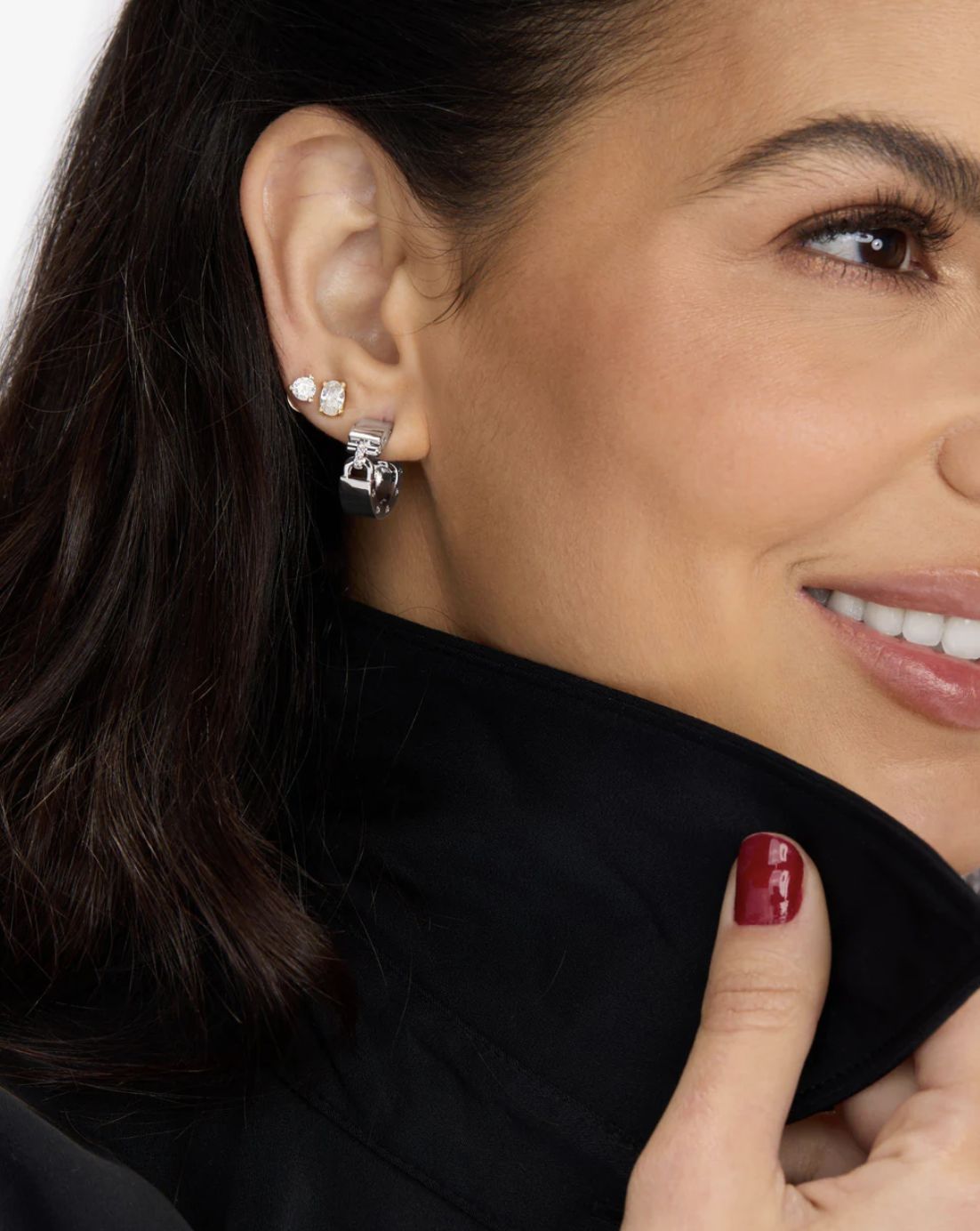 Melinda Maira Ashley Lock Huggies in Silver