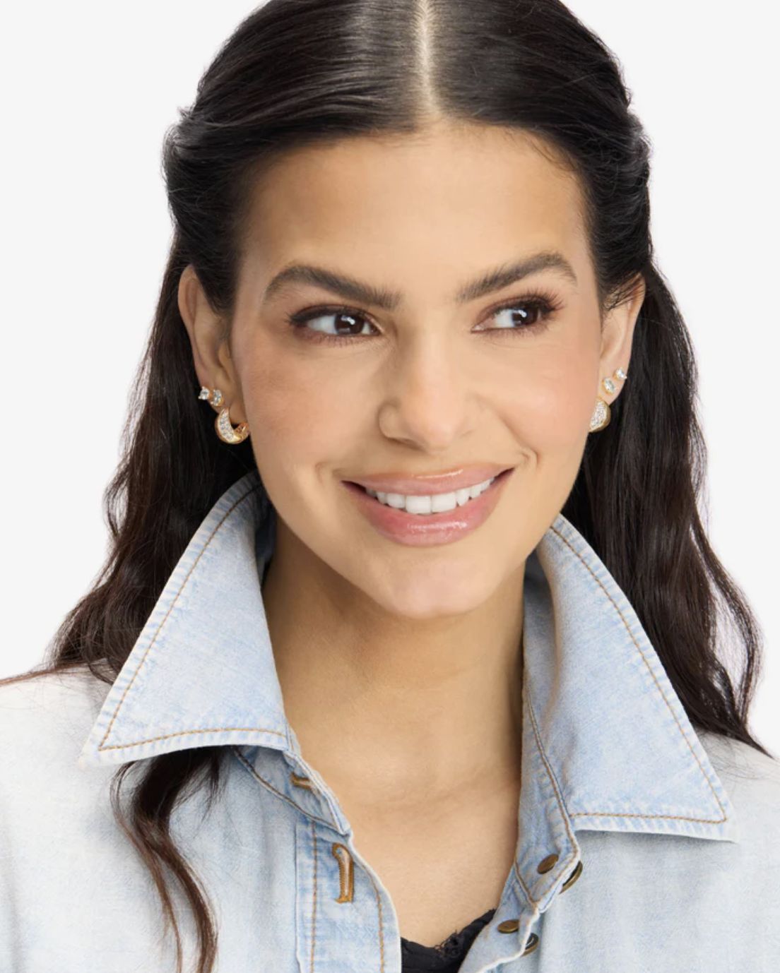 Melinda Maria Lil Norah Mixed Pave Earring in Gold