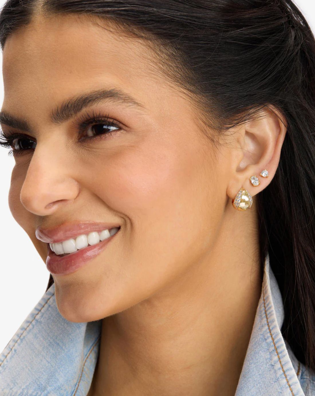 Melinda Maria Lil Norah Mixed Pave Earring in Gold
