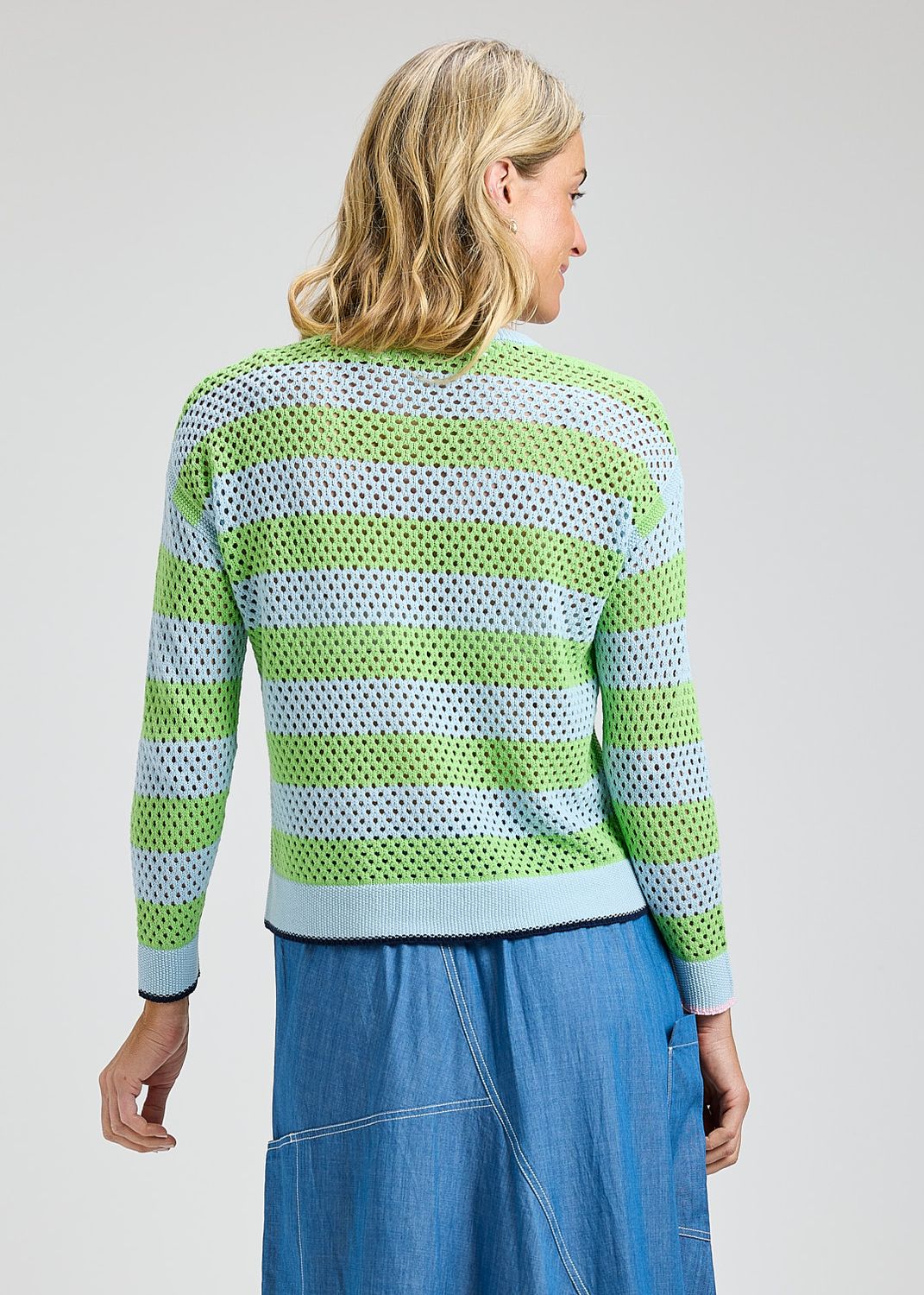Zaket + Plover Stripe Zip Up in Powder
