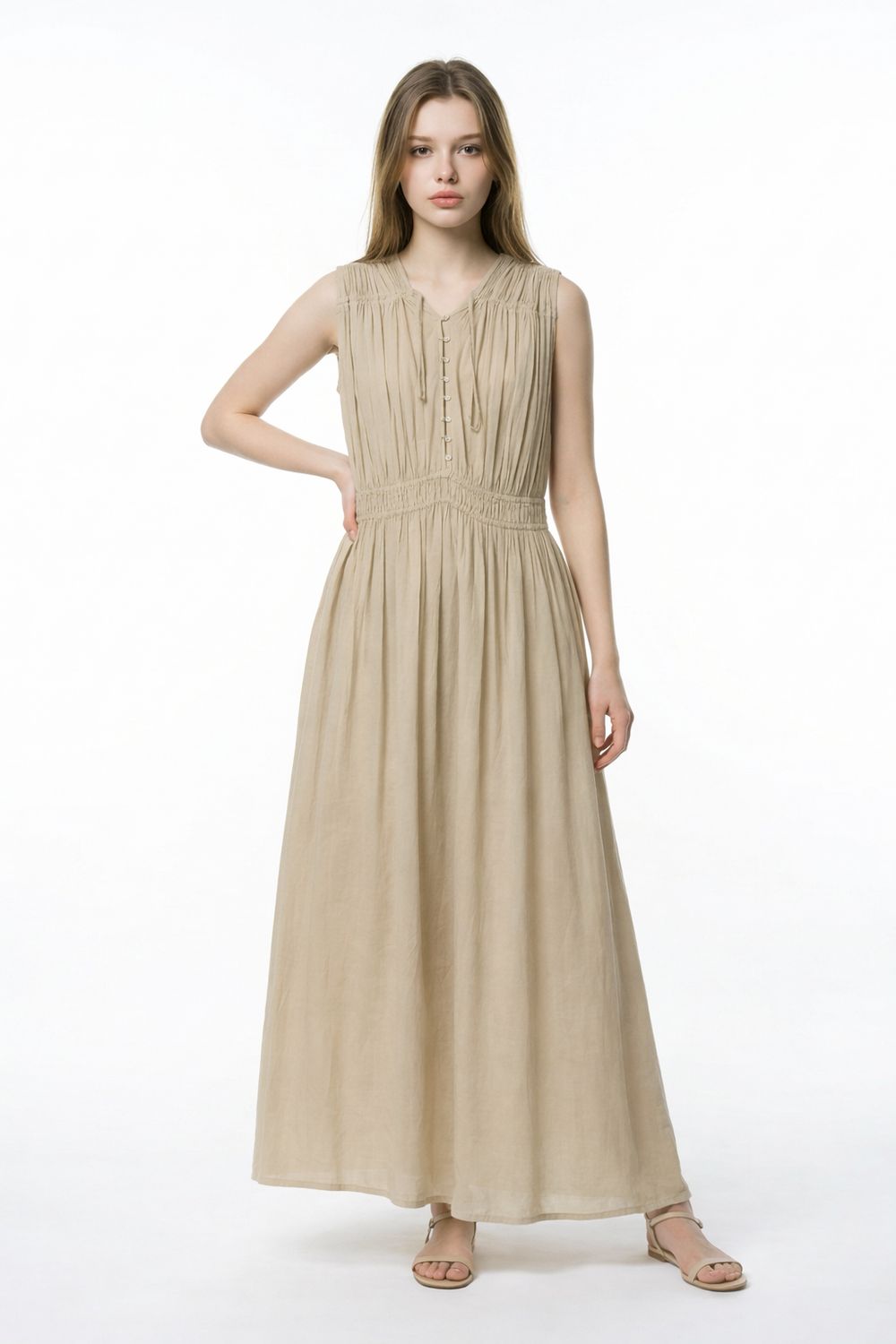 Greek Archaic Cotton Maxi Dress