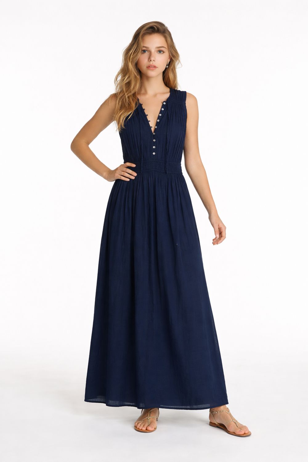 Greek Archaic Cotton Maxi Dress