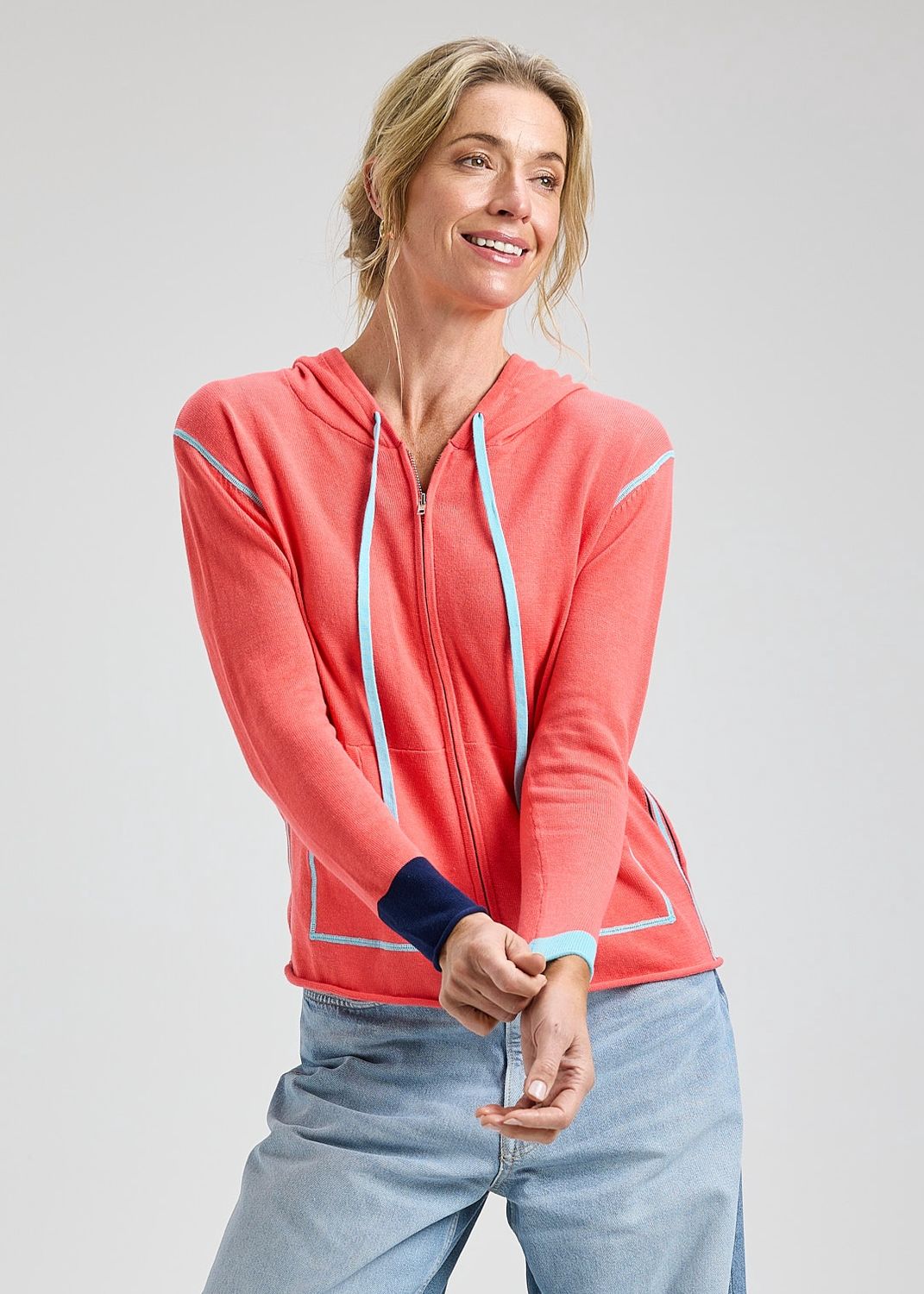 Zaket + Plover Seam Detail Hoodie Coral