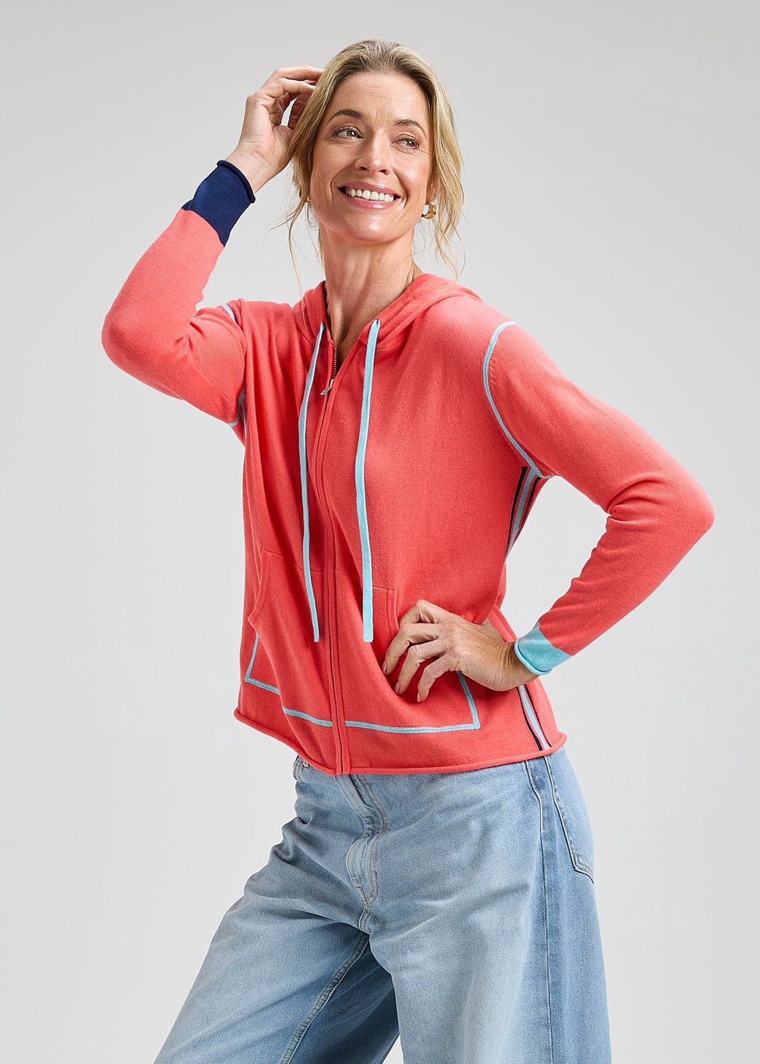 Zaket + Plover Seam Detail Hoodie Coral