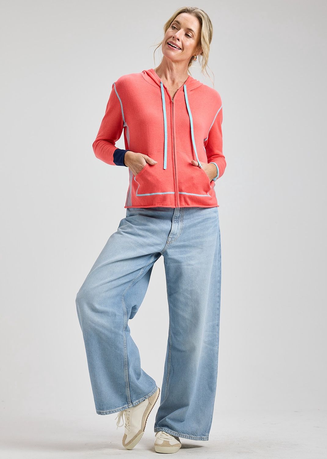 Zaket + Plover Seam Detail Hoodie Coral