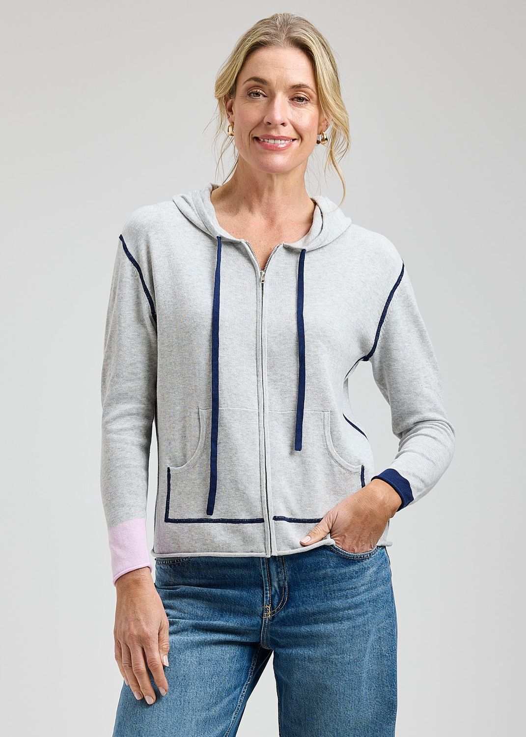 Zaket + Plover Seam Detail Hoodie Light Marl