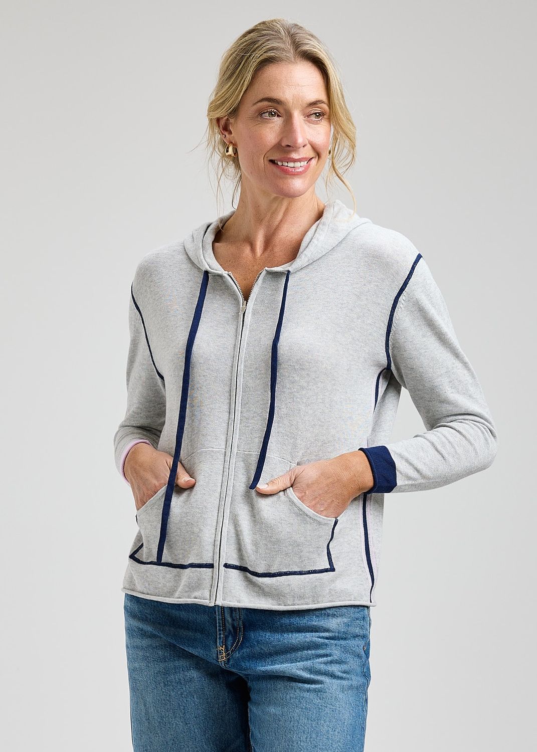 Zaket + Plover Seam Detail Hoodie Light Marl