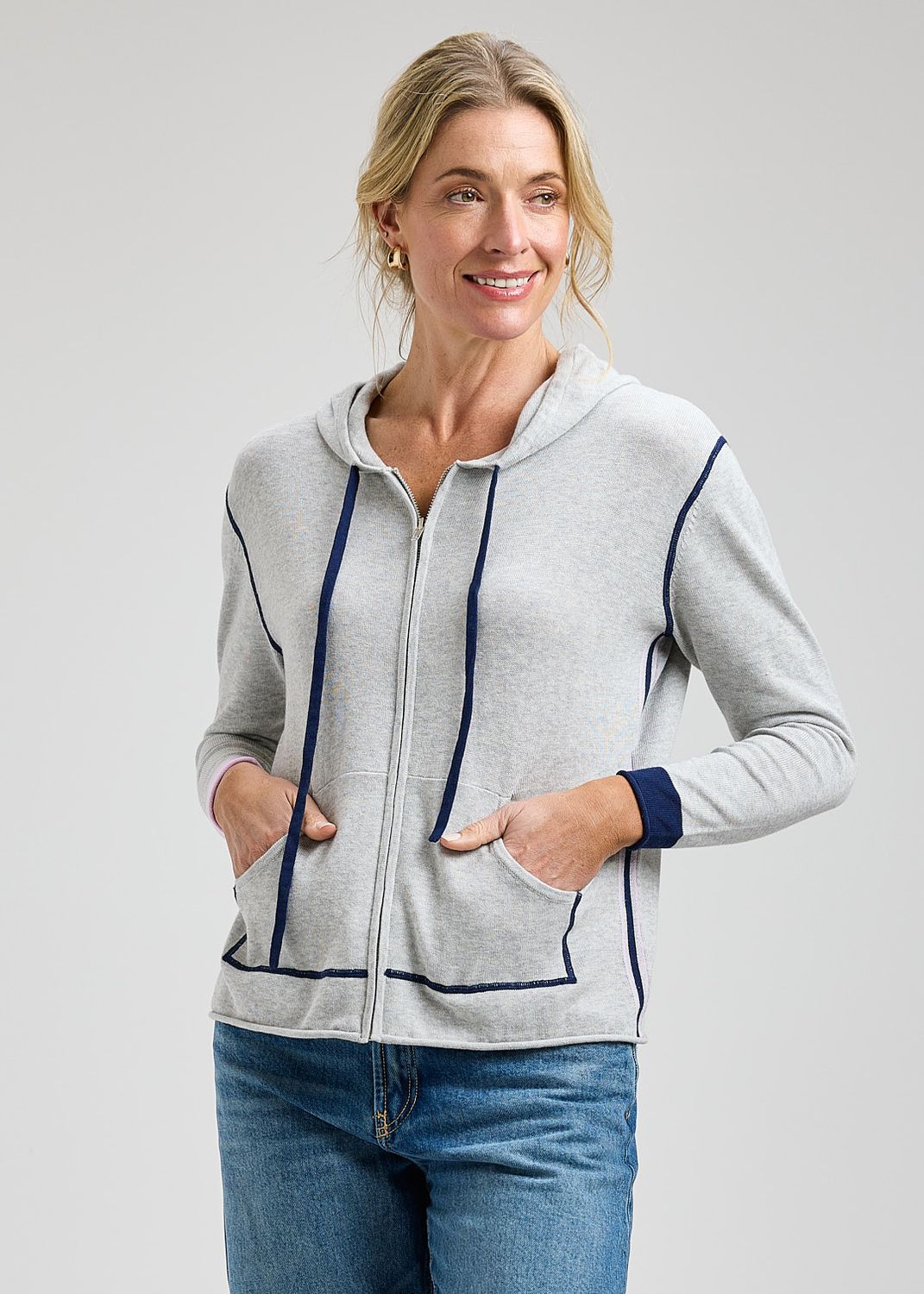 Zaket + Plover Seam Detail Hoodie Light Marl