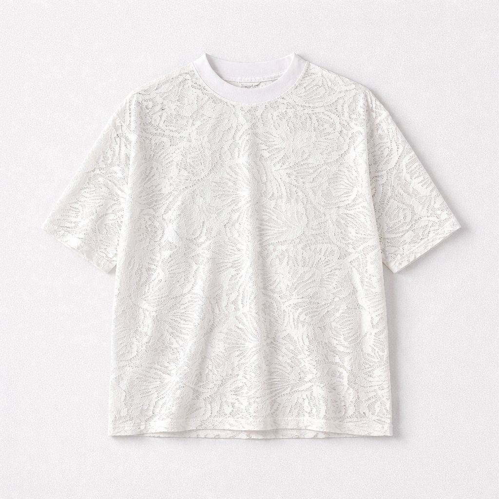 Chaton Andrea Lace T-Shirt, Color: Ecru, Size: O/S