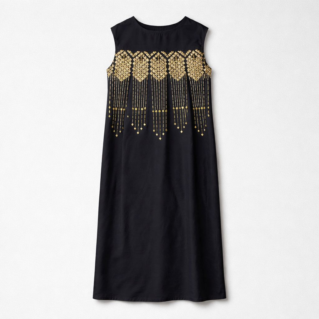 Greek Archaic Ramie Embroidered Dress