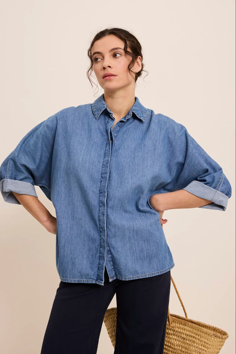 FIVE Charline Chemise In Light Blue Denim