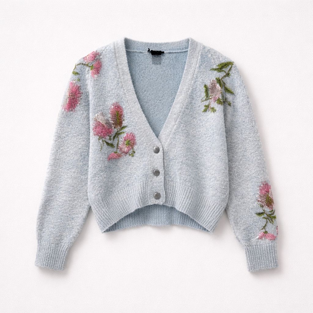 Avant Toi Cotton Cardigan With Embroidered Flowers