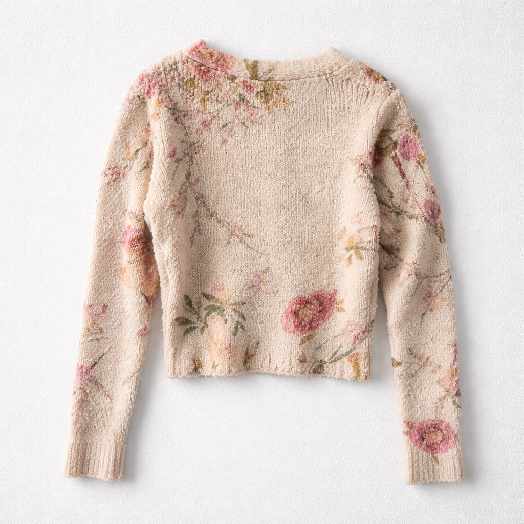 Avant Toi Cherry Bloom Cotton V-Neck Cardigan