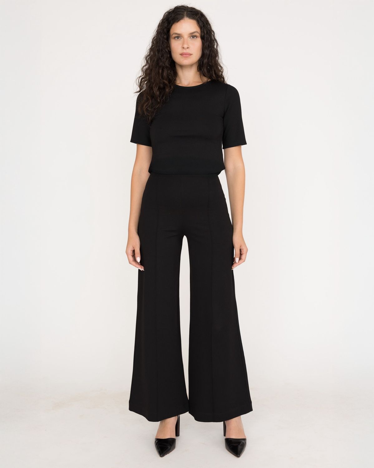 Ripley Rader Ponte Knit Standard Wide Leg Pant in Black