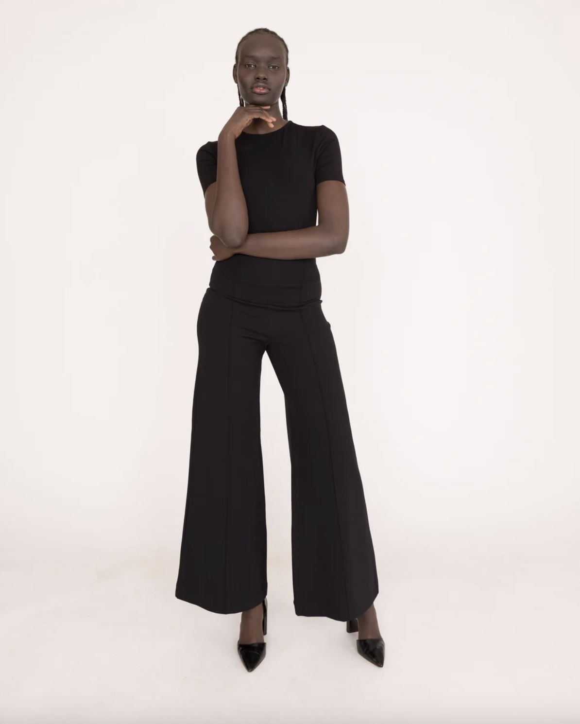 Ripley Rader Ponte Knit Standard Wide Leg Pant in Black