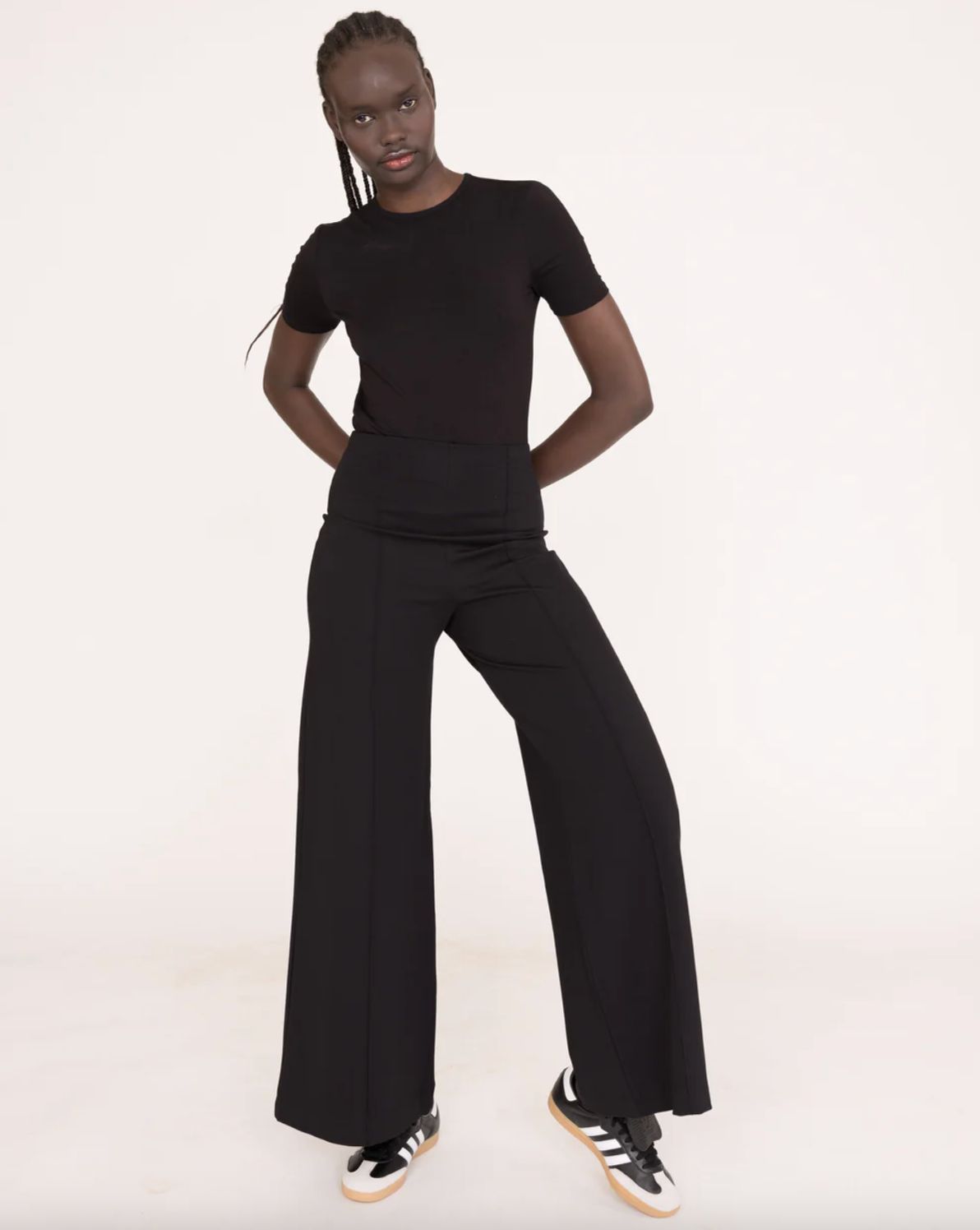 Ripley Rader Ponte Knit Standard Wide Leg Pant in Black
