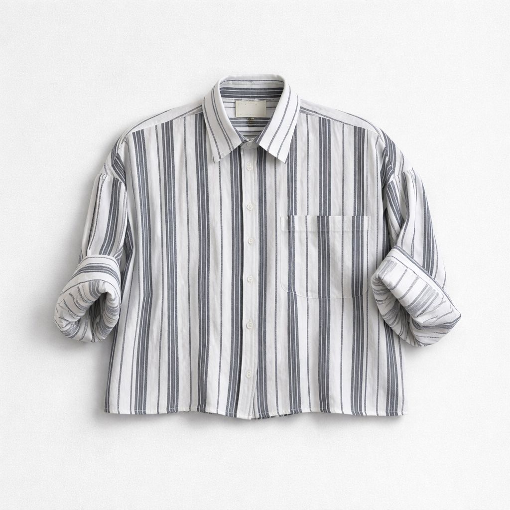 TWP Next Ex Shirt in Ivory/Navy Stripe