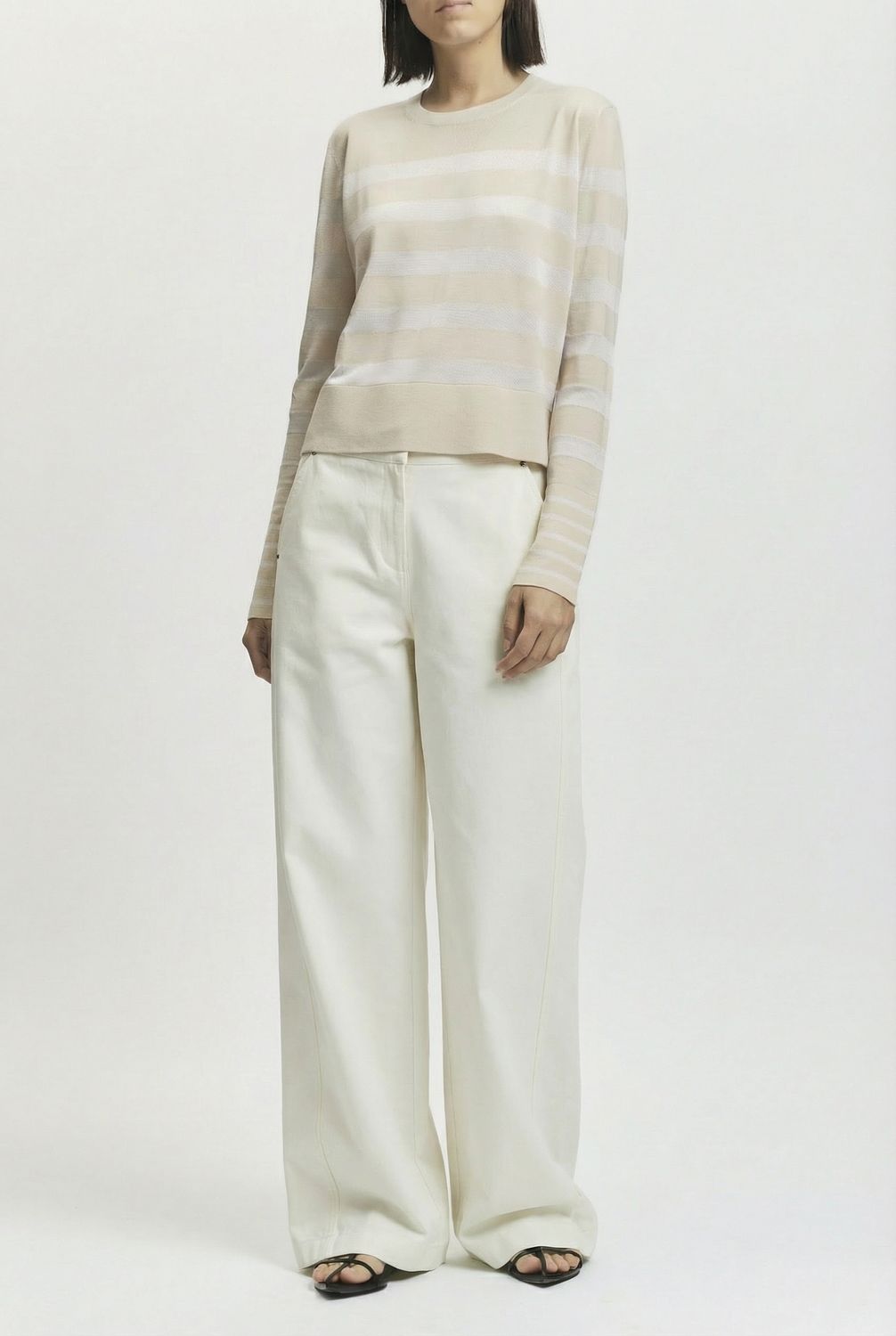 Saint Art Odette Striped Knit Sweater  in Off White