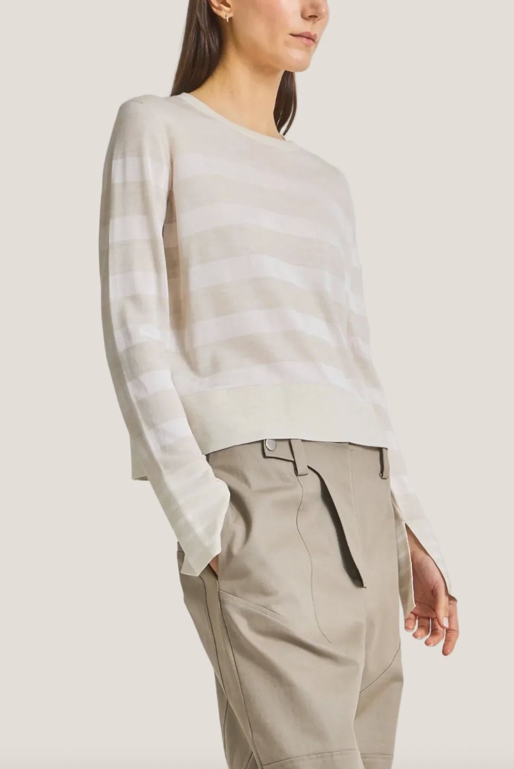 Saint Art Odette Striped Knit Sweater  in Off White