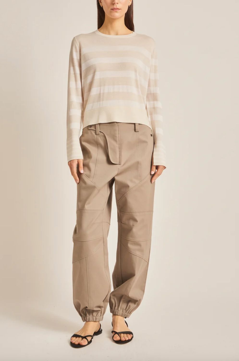 Saint Art Odette Striped Knit Sweater  in Off White