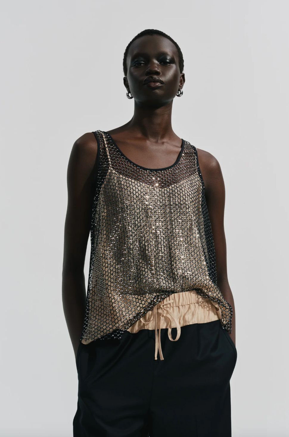 Saint Art Menton Mesh Sequin Top